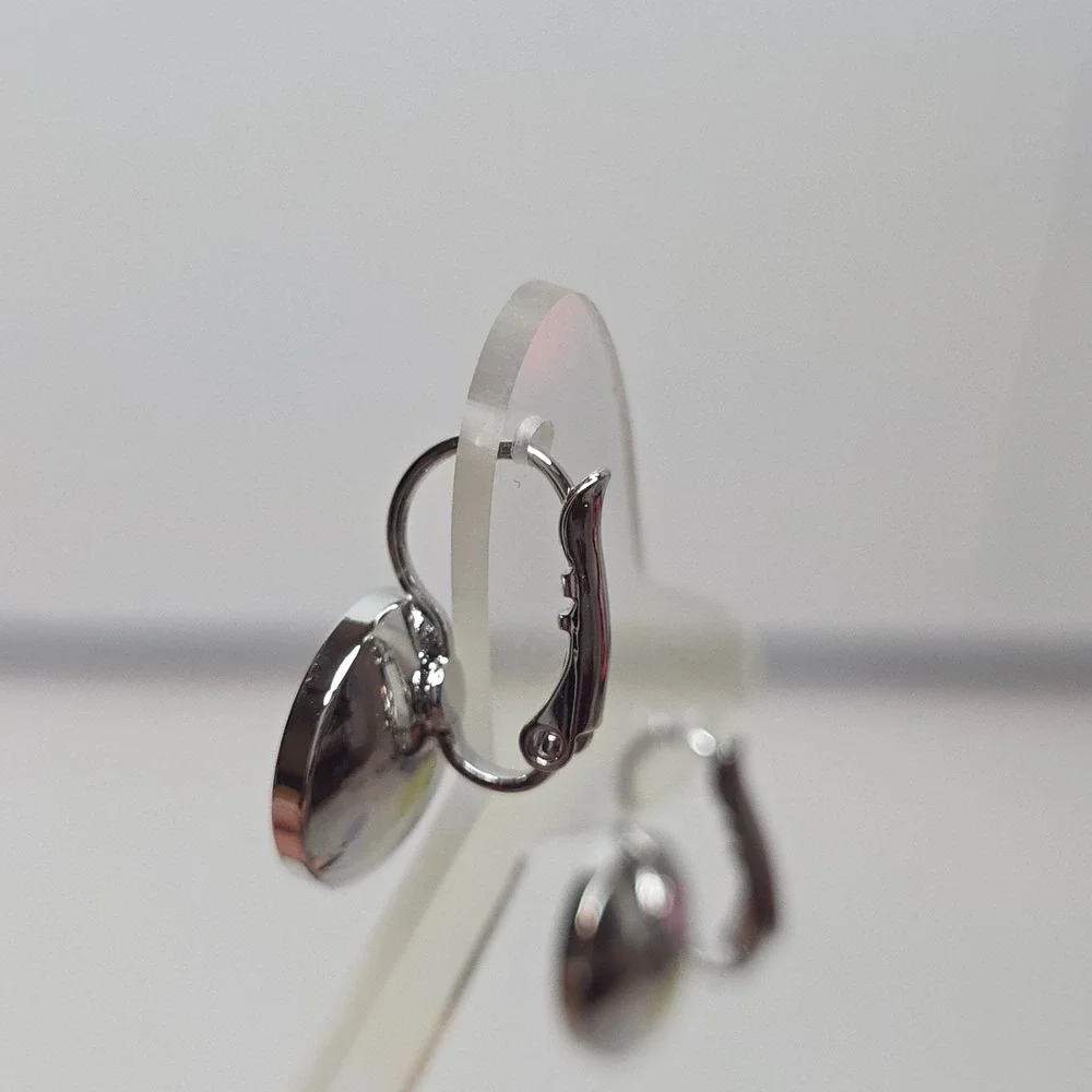 New! Swarovski Elements PeridotGreen Leverback Platinum Plated Earrings 13mm #9